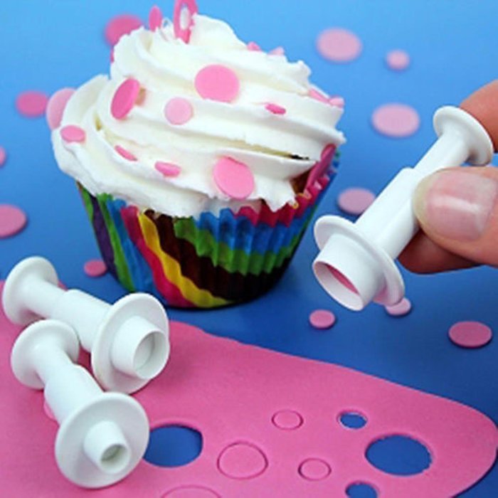 Cake & Cookie Cutters 4PCS Round Shape Cookie Plunger Cutter Fondant Cake Baking Mold N6
