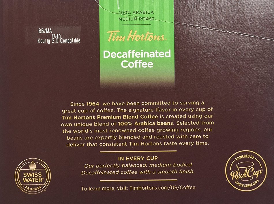 Tim Hortons Decaffeinated Single Serve Coffee Cups, 96 Count N5