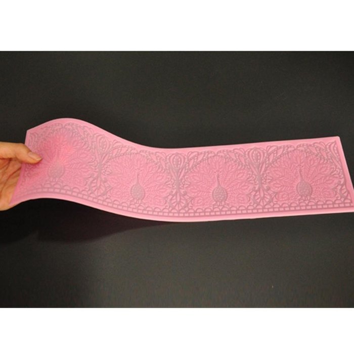FOUR-C Cake Baking Mold Silicone Cake Mat Lace Pad for Cake Decorating Color Pink N5