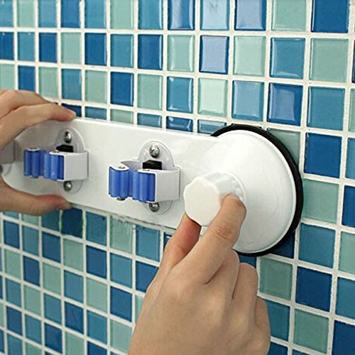 ASDOMO Wall Mounted Mop Broom Holder Mop Rack Storage Solutions for Broom Holders Hook Bathroom Rack Holder Hanger... N8