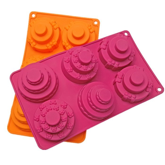 6 Cavity Three- tier Cake Molds Silicone Cake Bread Baking Mold Set of 2 N4