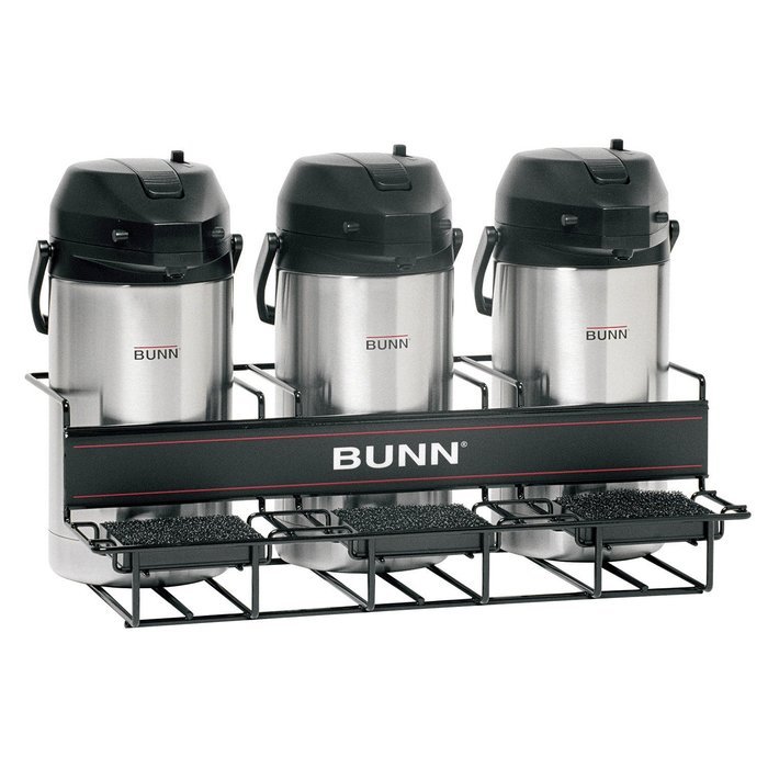 BUNN 35728.0002 Universal UNIV-3 APR Airpot Rack with 3 Lower Holders, Stainless Steel