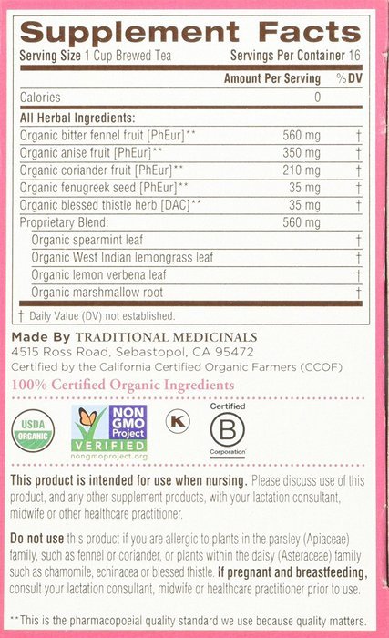 Traditional Medicinals Teas Organic Mother's Milk Tea Bags, 16 count - 3 Pack N12