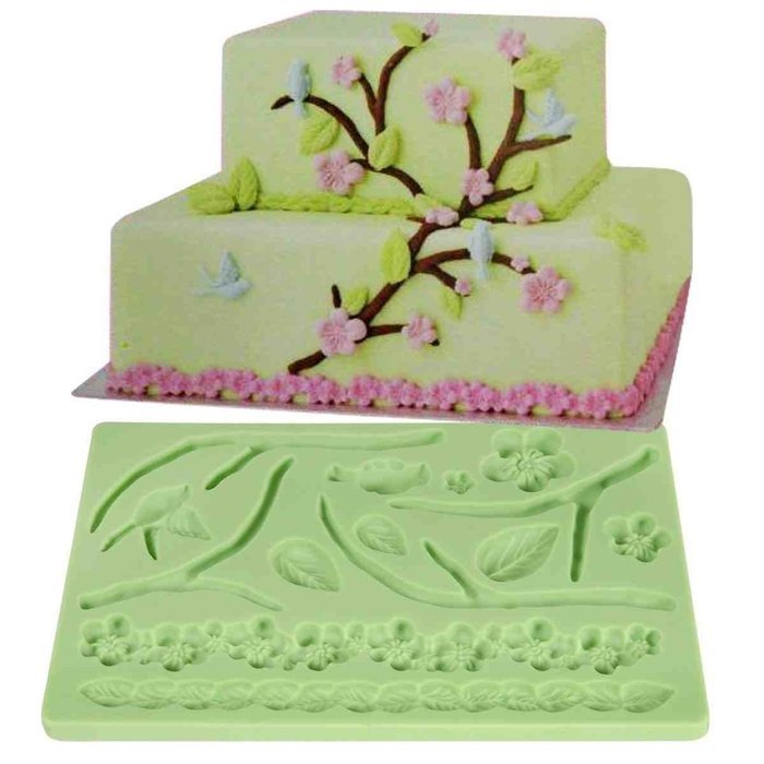 Lace Silicone Fondant Mold Wedding Cake Mould Decoration Borders Baking With Leaves Flowers Garlands [version:...