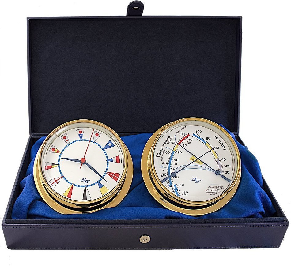 White Flag 5.75 Cabin Gift Set presented in a Leather Finish Felt Lined Gift Box with Clock and Comfort Meter N2