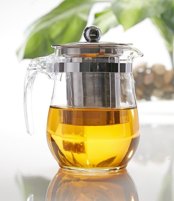 TeaLeava Clear Glass Tea Pot with Stainless Steel Infuser, 16 oz N5