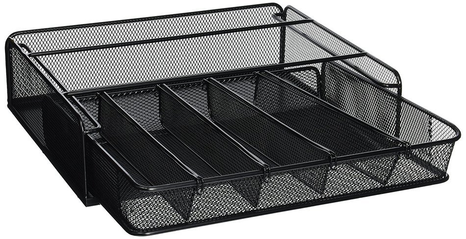 Safco Products 3274BL Onyx Mesh Hospitality Organizer, 1 Drawer, Black