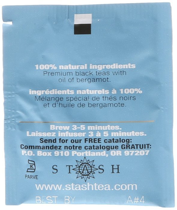 Stash Tea Double Bergamot Earl Grey Black Tea, 10 Count Tea Bags in Foil (Pack of 12) N26