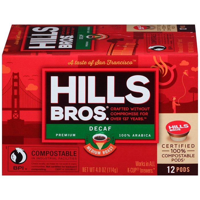 Hills Bros Coffee Gourmet Medium Roast, 12 Compostable Single Serve Cups, 3.8 Ounce N16