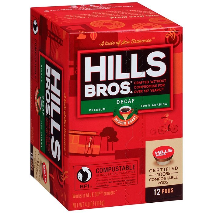 Hills Bros Coffee Gourmet Medium Roast, 12 Compostable Single Serve Cups, 3.8 Ounce N17