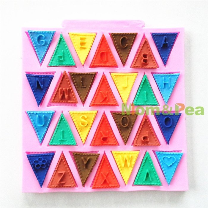 Mom&pea 0602 Triangle Letters Shaped Silicone Mould for Fondant Cake Sugar Paste Cake Decoration 3d Cake Toppers... N4