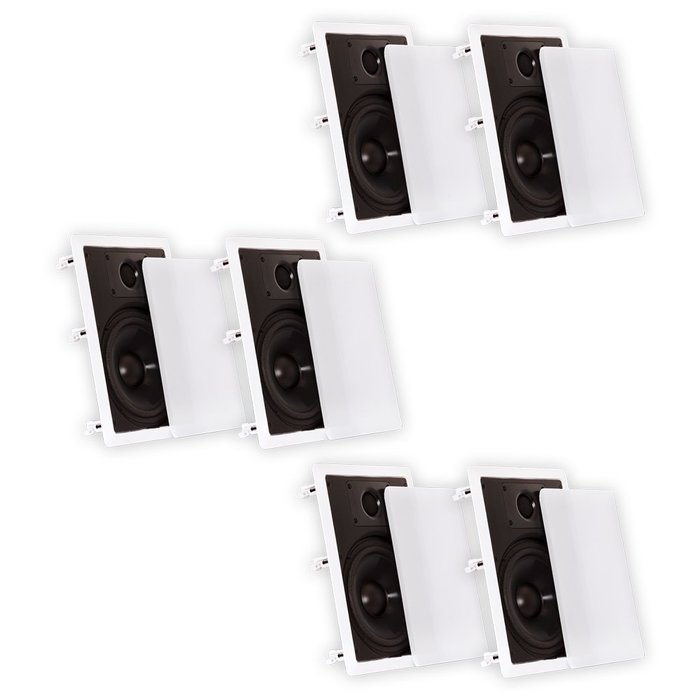 Theater Solutions CS8W In Wall 8" Speakers Surround Sound Home Theater 3 Pair Pack 3CS8W