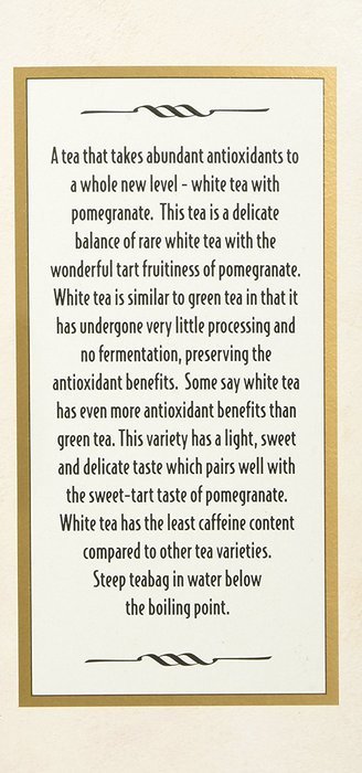 Trader Joe's Speciality Pomegranate White Tea Made with Organic White Tea Leaves,hibiscus Flowers and Lemongrass... N3