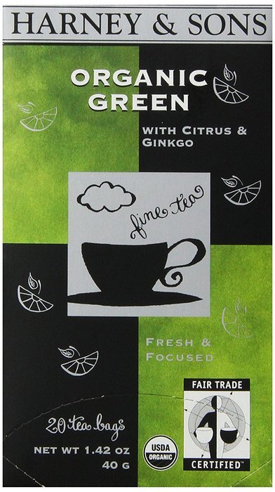 Harney and Sons Organic Green Tea Bags, Citrus and Ginkgo Tea Bags, 20 Count N3