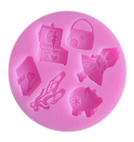 SHINA Girl Music Box Diary Pig Fondant Soap Cake Cookie Decorating Silicone Mold 146 N3