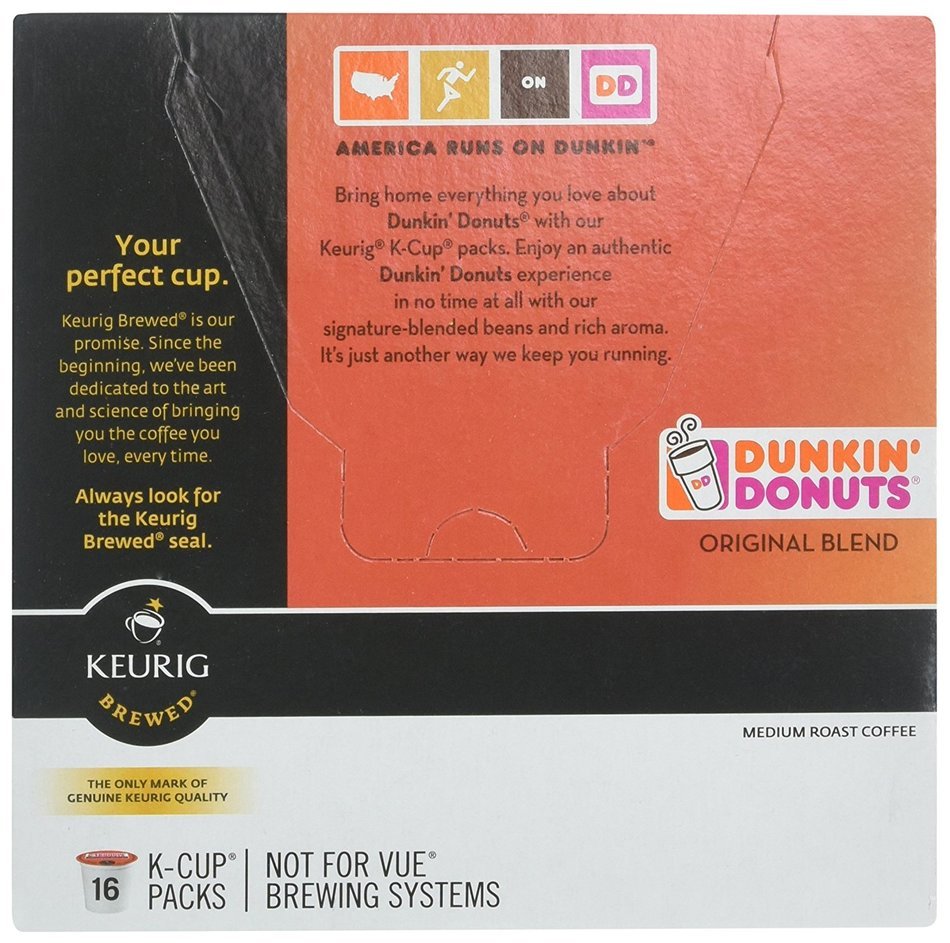 32 Count - Dunkin Donuts Original Flavor Coffee K-Cups For Keurig K Cup Brewers (2 boxes of 16 k cups) N17