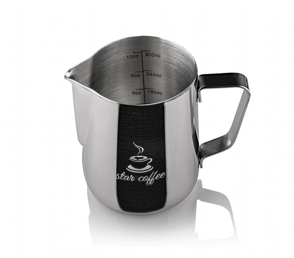 Star Coffee 12, 20 or 32oz Premium Stainless Steel Frothing Pitcher with Measurement Scales on Both Sides for... N3