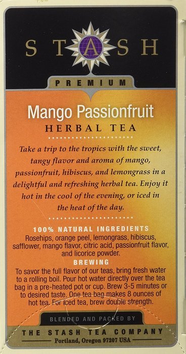 STASH TEA, Mango Passionfruit Tea CF, 20 CT N5