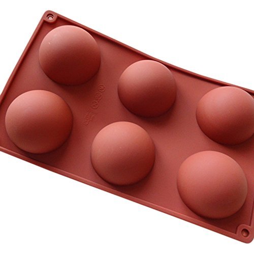 6 Holes Large Semiround silicone cake mold Pan 11.5"x6.8"x1.2" Color At Random