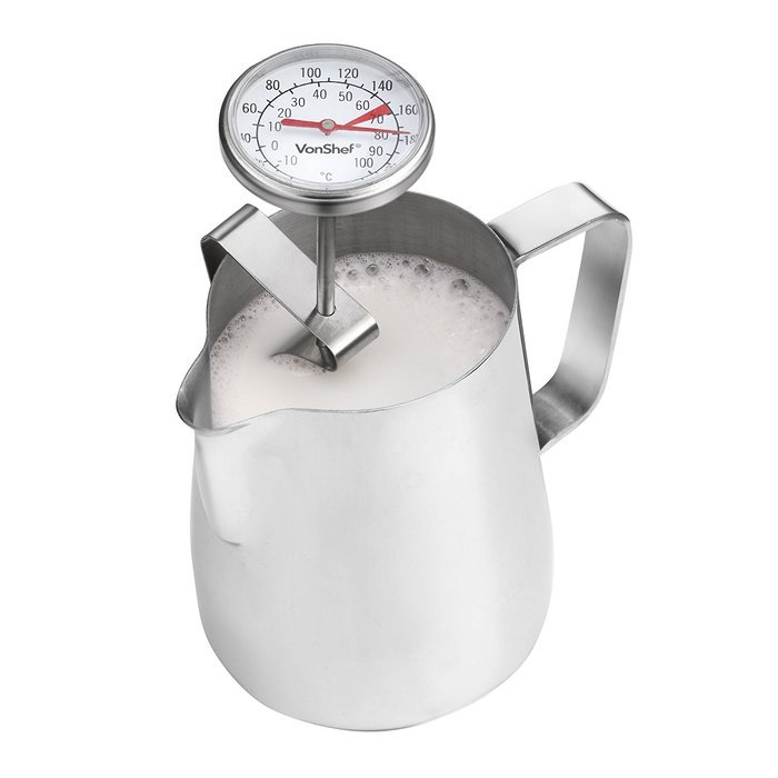 VonShef Stainless Steel Milk Frothing Espresso Thermometer with Dial and Clip N2