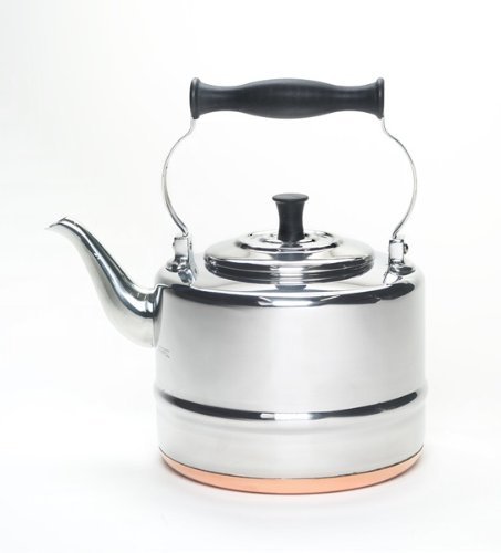 BonJour Tea Stainless Steel and Copper-Base Gooseneck Teapot / Teakettle, 2-Quart