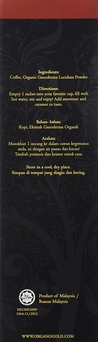 Gourmet Black Coffee With 100% Organic Ganoderma Lucidum (1 Box of 30 Sachets) N5