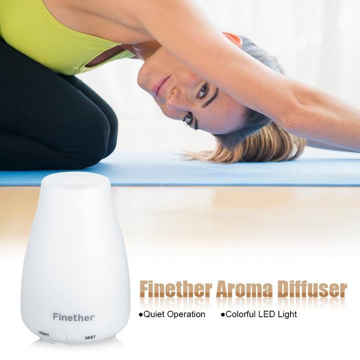 Finether 100ML Aroma Essential Oil Diffuser Ultrasonic Aromatherapy Purifier Humidifier Air Mist and 7 Color Changing... N13
