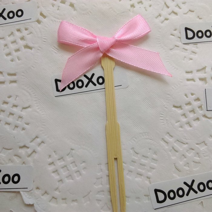 DOOXOO 3.5" Pink Ribbon Bow Cupcake Topper Birthday Topper Baby Shower Cake Topper Wedding Party Confetti Decorative... N2