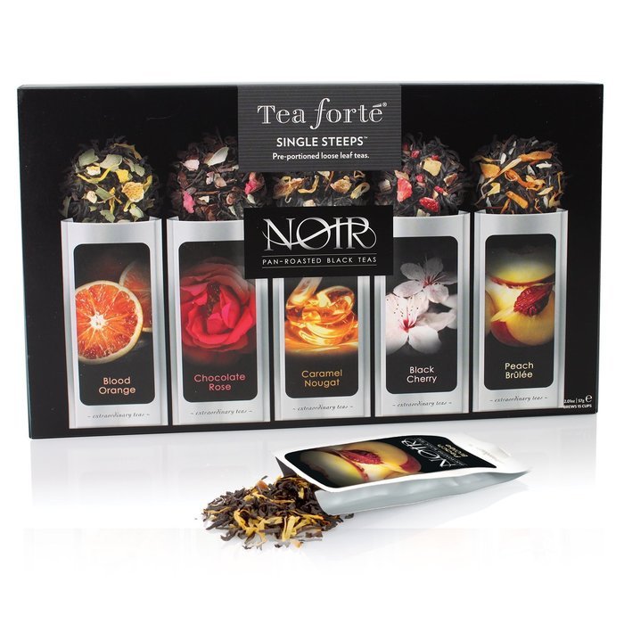 Tea Fort&eacute; NOIR Single Steeps Organic Loose Leaf Tea Sampler, 15 Single Serve Pouches - Bold Black Tea Varieties N5