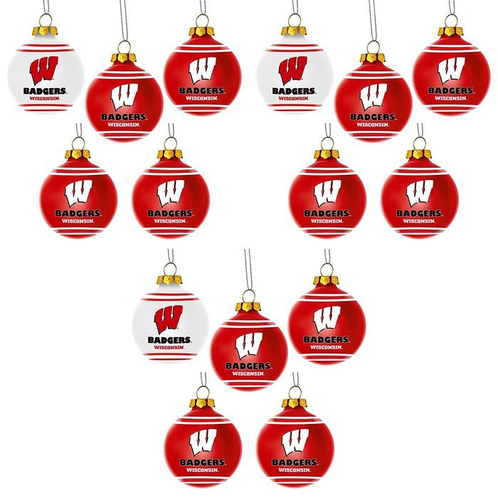 NCAA Wisconsin Badgers Plastic Christmas Ball Ornament 5 Pack Bundle 3 Pack By Forever Collectibles