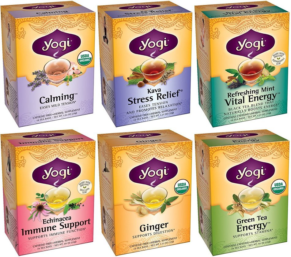 Yogi Tea Office Favorites 6 Flavor Variety Pack (Pack of 6, 96 Tea Bags Total) N5