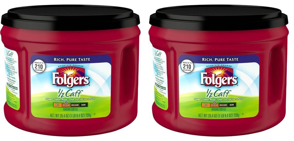 Folgers 1/2 Caff Ground Coffee, 25.4 oz N8