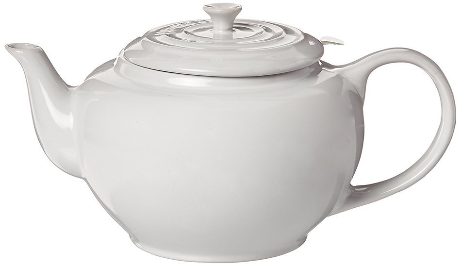 Le Creuset Unisex Large Teapot with Stainless Steel Infuser - 1 qt. White Tea Pot