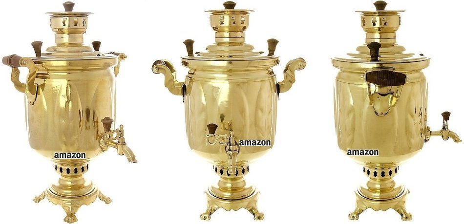 Wood and Coal Samovar. Russian National Traditions. Best Tea Kettle Pot. (5 Liter, Popular) N4