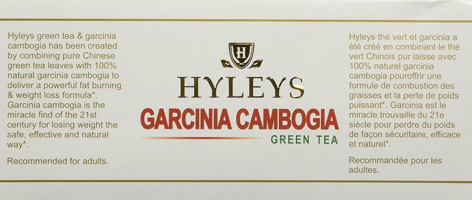 Hyley's 100% Natural Garcinia Cambodgia Green Tea 25 foil envelope tea bags N3
