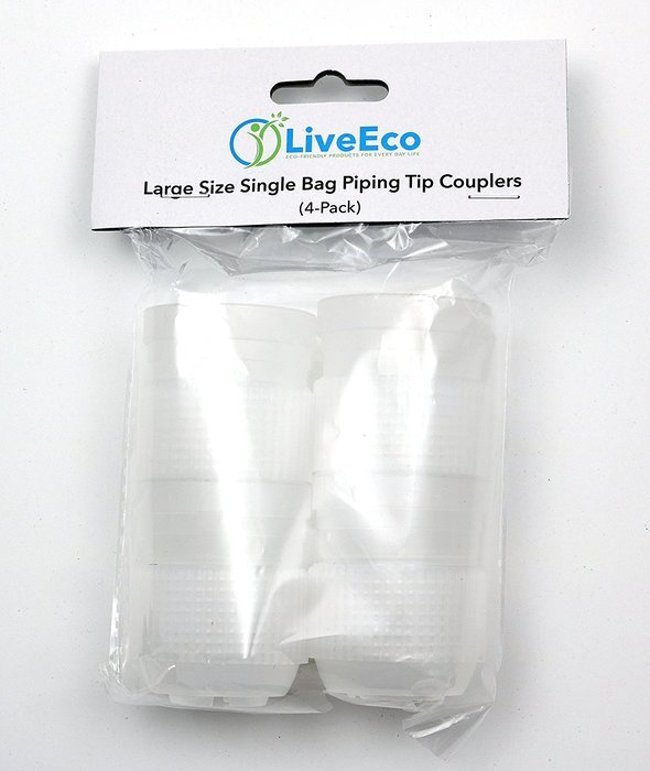 LiveEco Russian Piping Tip Couplers | 4-Pack | For Large Size Icing Nozzles | Quickly & Easily Attach and Swap... N2