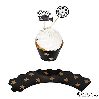 Movie Night Cupcake Wrappers with Picks - 100 pcs, makes 50