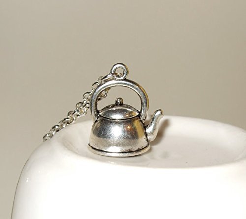 Kettle Necklace, Tea Time Charm, Tea Kettle Pendant, Silver Kettle Charm, Time for Tea, Tea Party Necklace, Kettle...