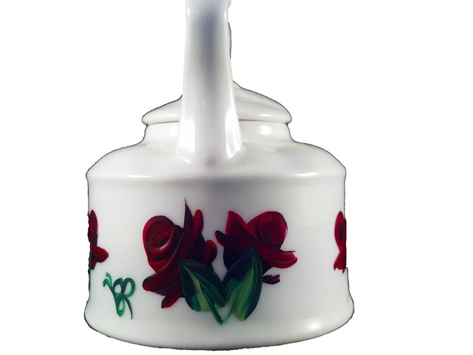 Hand-painted Small China Tea Kettle 4 Oz (Red Rosebuds) N6