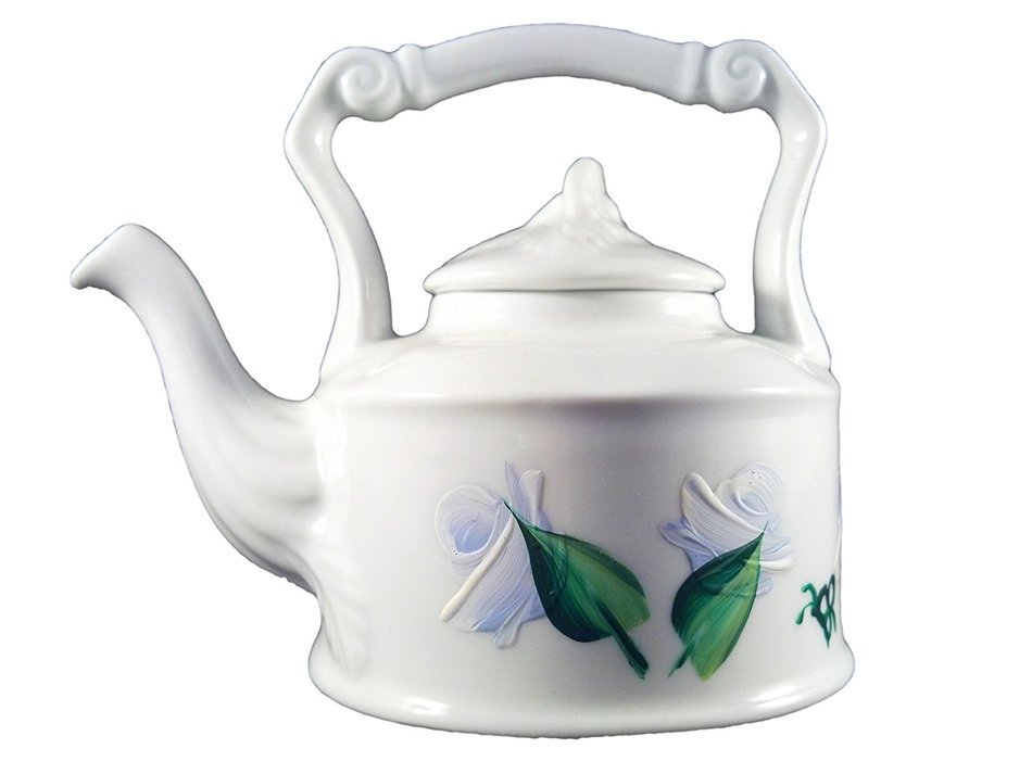 Hand-painted Small China Tea Kettle 4 Oz (Red Rosebuds) N7