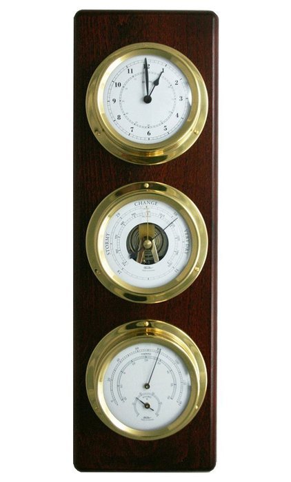 Fischer 1538-22 Weather Center with Temperature & Humidity, Quartz Clock, Barometer