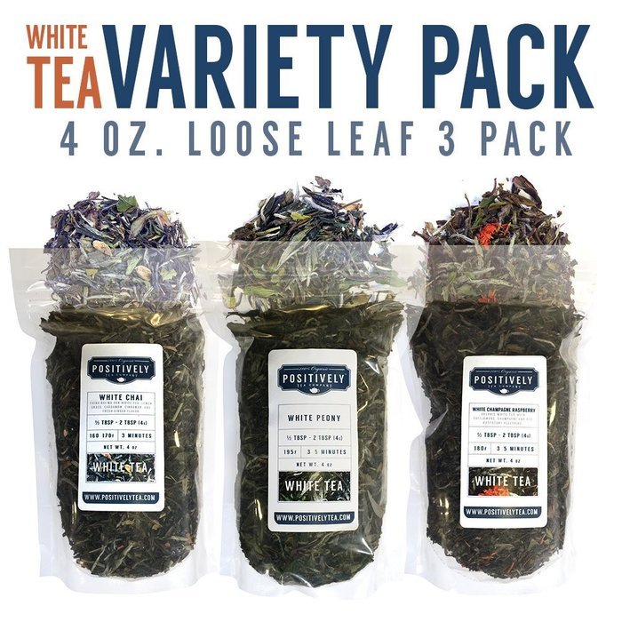 Organic Tea Variety 3Pack, Loose Leaf, 4 oz. Bags, Positively Tea LLC