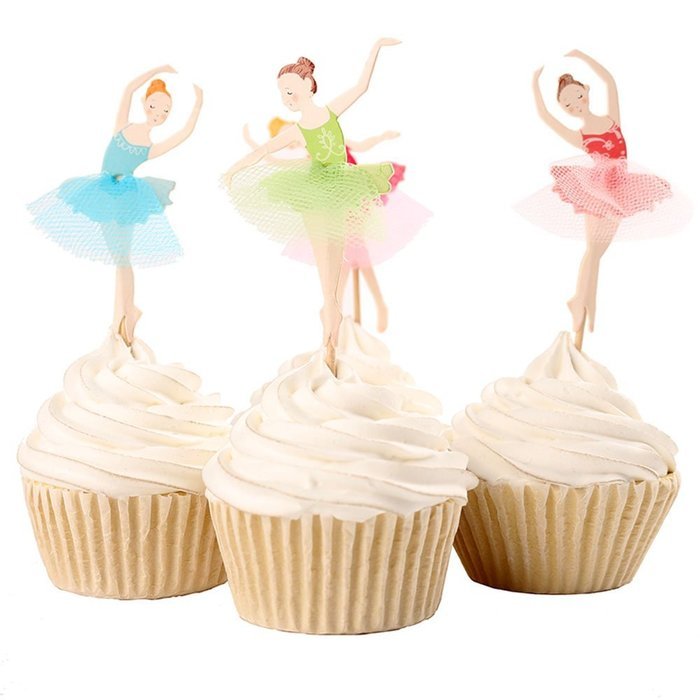 BETOP&reg; Set of 24 Pieces Cute Ballet Dancer Girls Fairy Peri Dessert Muffin Cupcake Toppers for Picnic Wedding...
