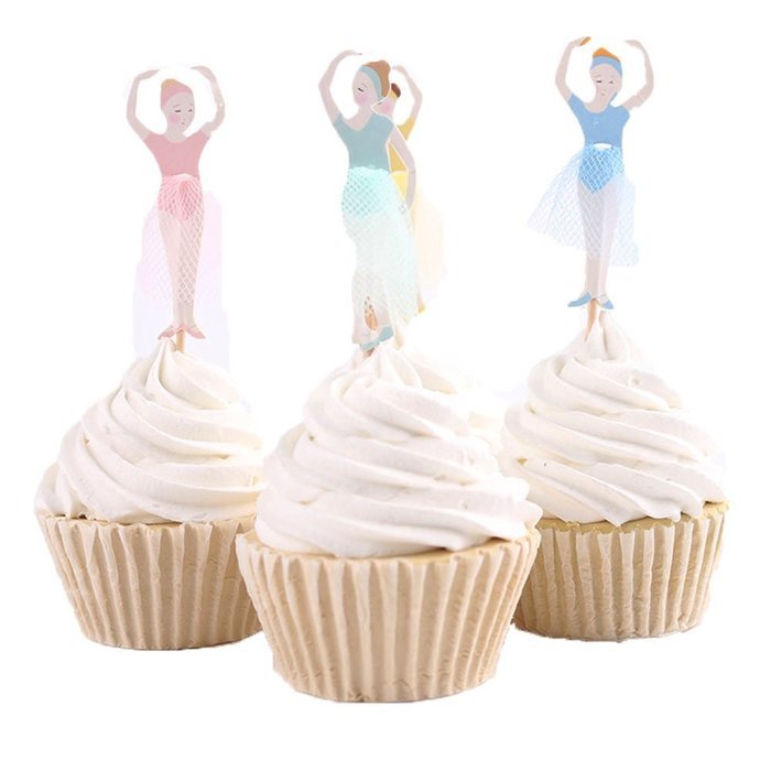 BETOP&reg; Set of 24 Pieces Cute Ballet Dancer Girls Fairy Peri Dessert Muffin Cupcake Toppers for Picnic Wedding... N2