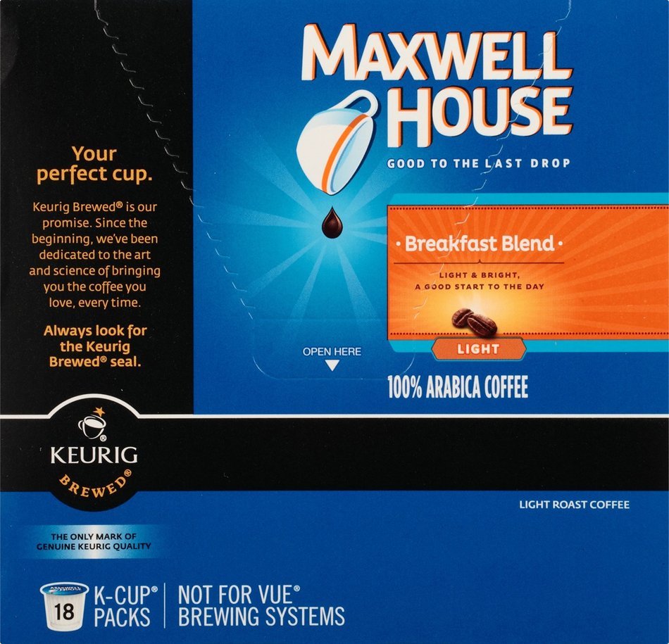 MAXWELL HOUSE Breakfast Blend K-CUP Pods, 18 count N18