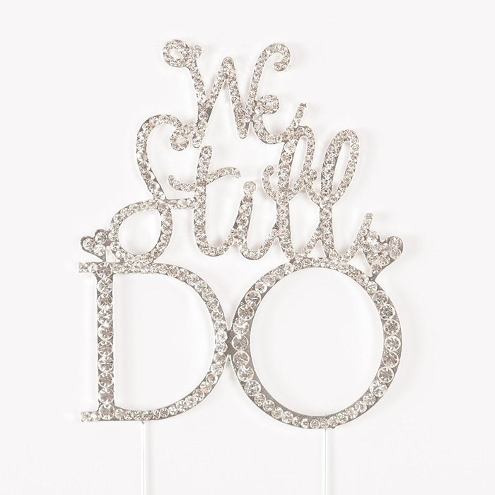 We Still Do Cake Topper, Gold Anniversary or Vow Renewal Rhinestone Decoration (Gold) N2