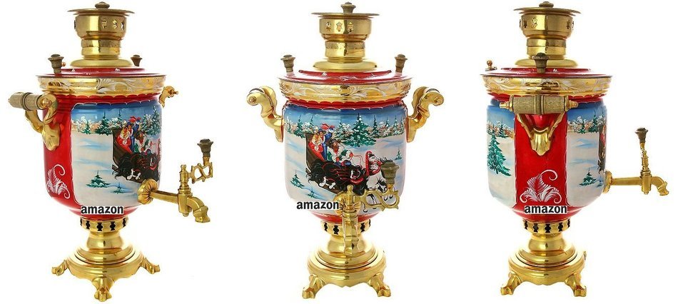 Wood and Coal Samovar. Russian National Traditions. Best Tea Kettle Pot. (5 Liter, Popular) N5
