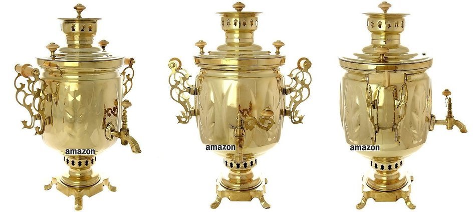 Wood and Coal Samovar. Russian National Traditions. Best Tea Kettle Pot. (5 Liter, Popular) N6