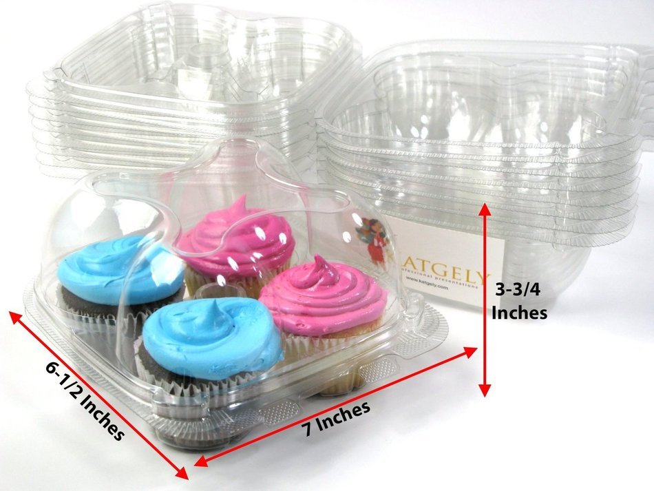 Katgely Cupcake Boxes Cupcake Containers 4 Pack Cupcake, Set of 10