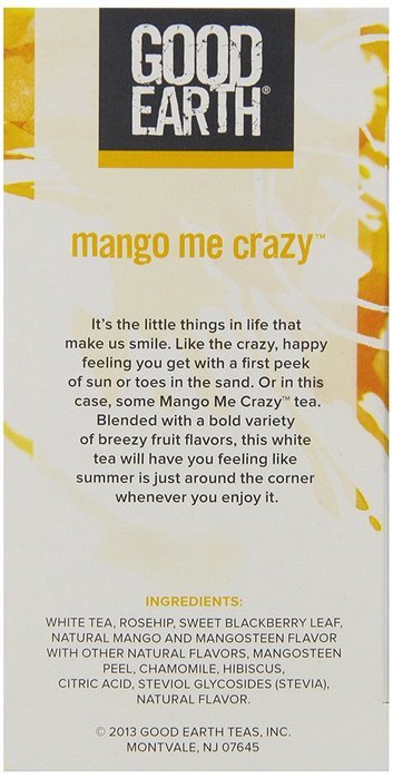 Good Earth Mango Me Crazy White Tea, 18 Count Tea Bags (Pack of 6) N3